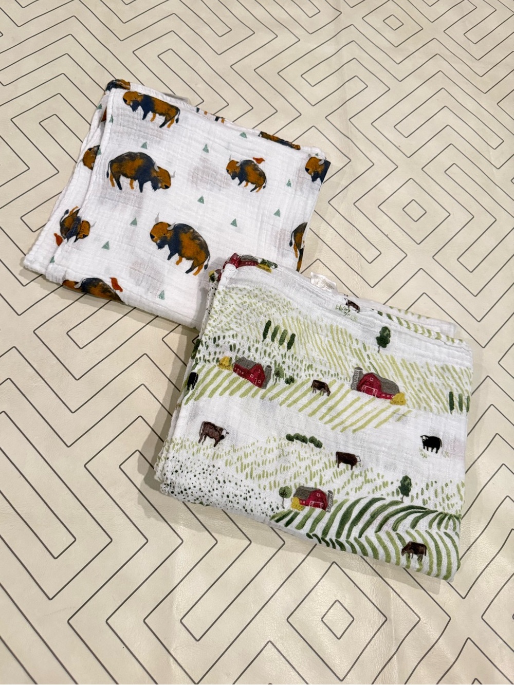 Little Unicorn Muslin Swaddle Set with Farm & Bison Prints